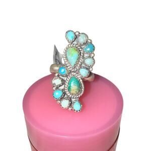 Handmade Natural Sonoran Gold and Turquoise Ring Adjustable 925